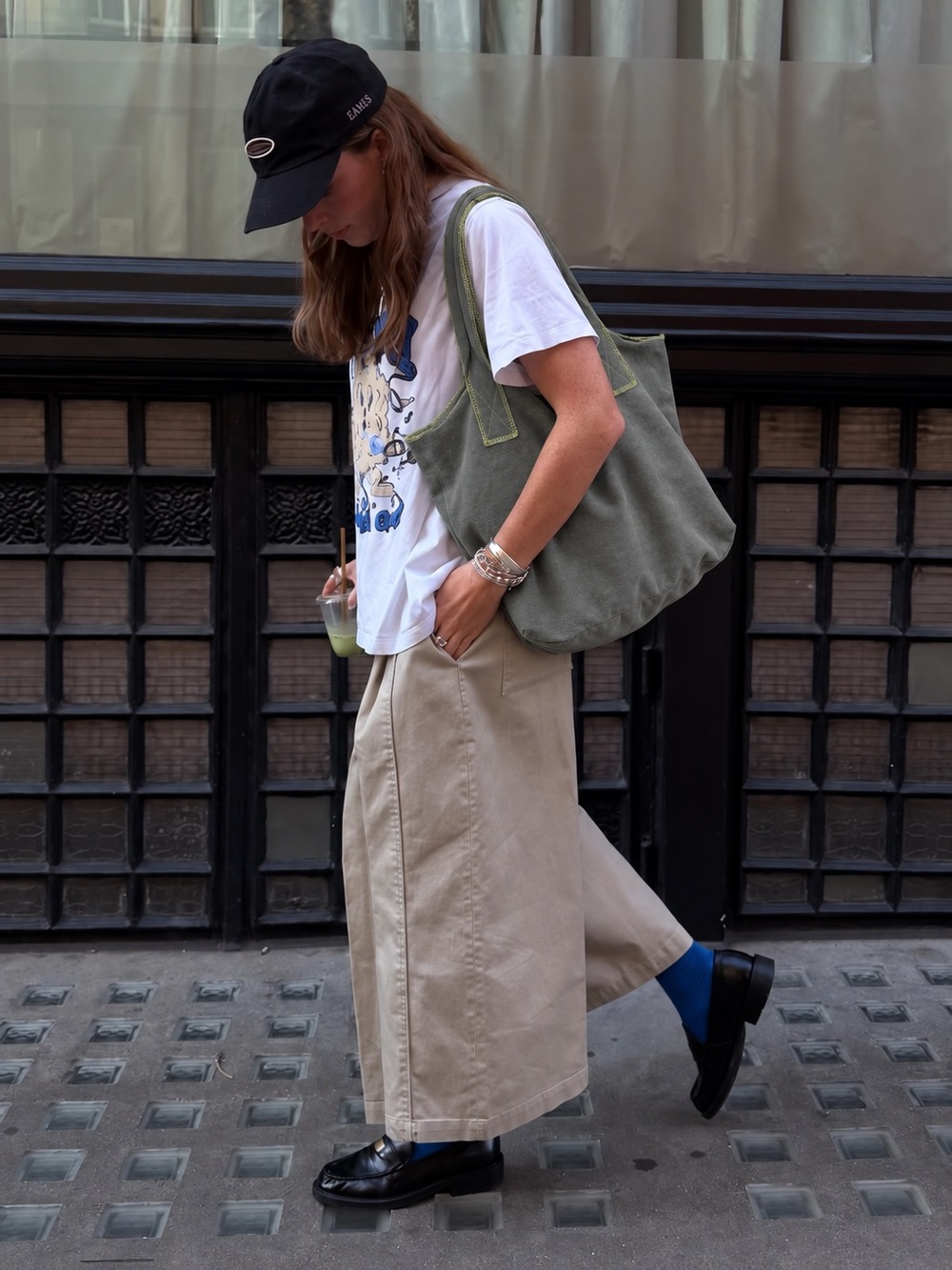 Handmade Olive Grey Stretchy Ribbed Tote Bag Neon Stitch Gym Beach Shopper